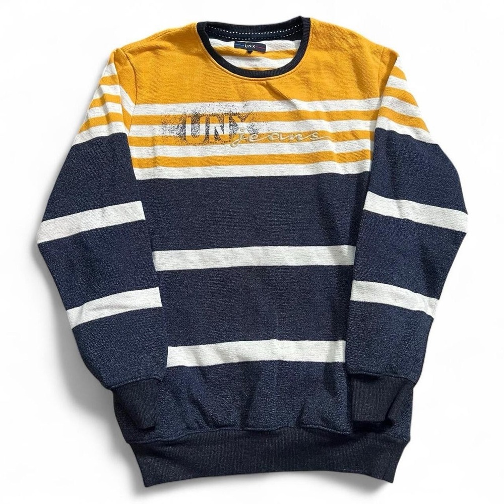 UNX Jeans Striped Crewneck Sweater Size Medium Y2K Skate Surf Preppy